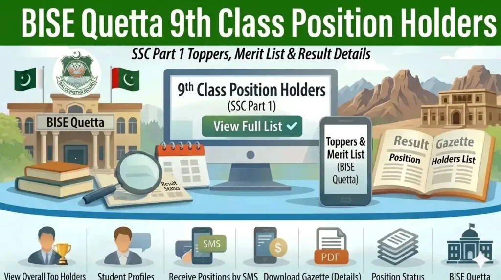 BISE Quetta 9th class position holders